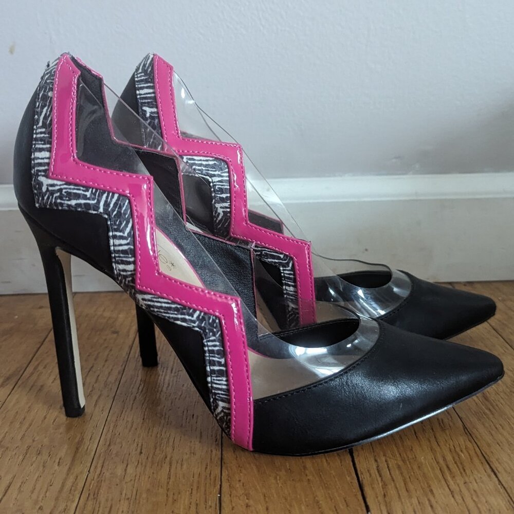 Black and Pink ZigZag heels